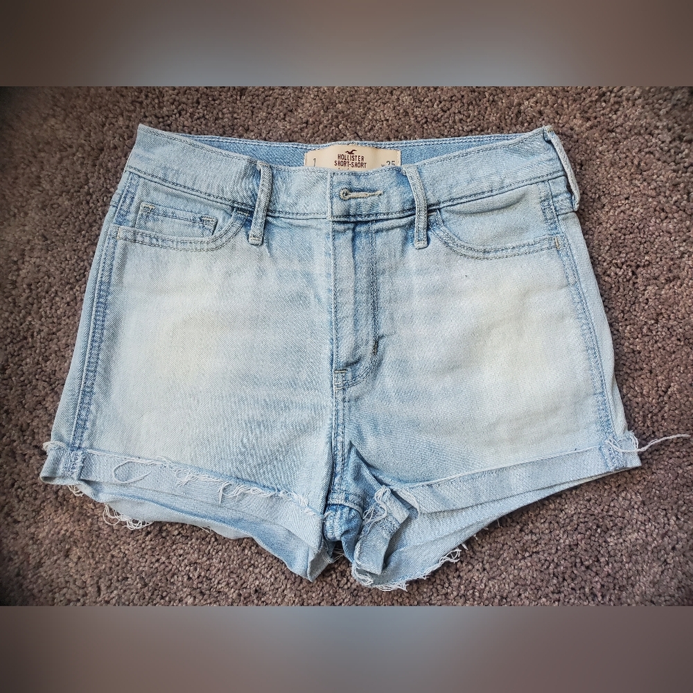 Hollister Light Blue Highrise Jean Shorts